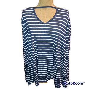LANE BRYANT Swing Tunic Shirt Navy White Stripe 22/24